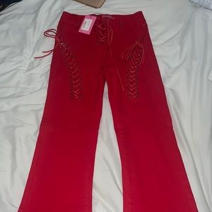 Edikted Red Flare Jeans